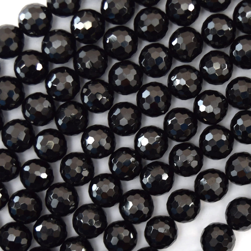 Natural Faceted Black Spinel Round Beads Gemstone 15.5" Strand 2mm 3mm 4mm