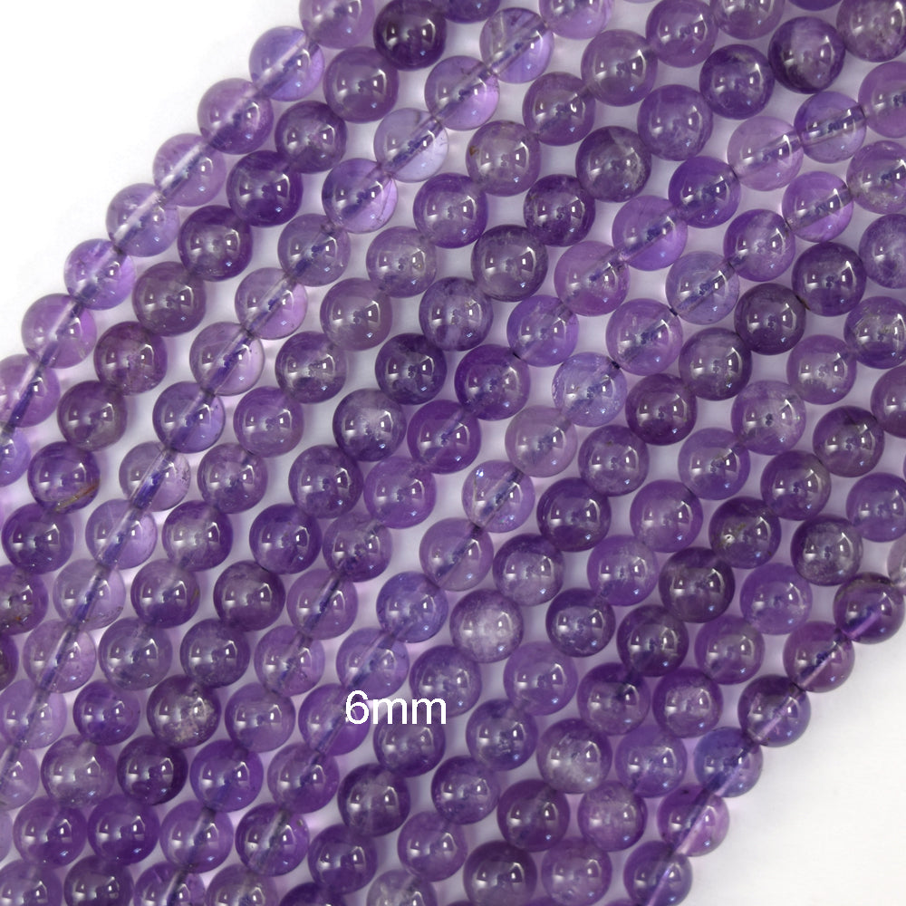 Natural Purple Amethyst Round Beads Gemstone 15" Strand 4mm 6mm 8mm 10mm S1