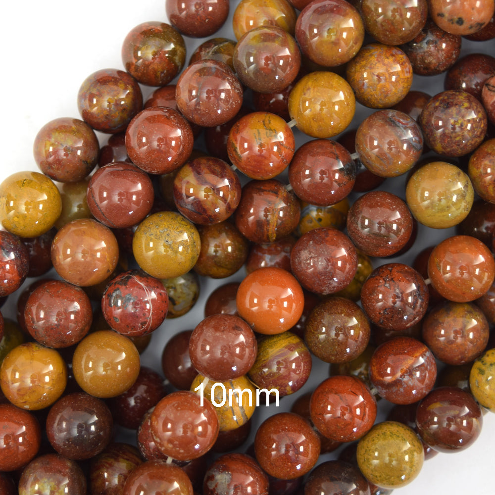 Natural Red Brown Portuguese Agate Round Beads Gemstone 15" Strand 8mm 10mm