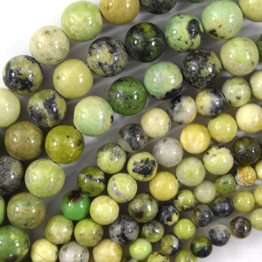 Natural Green Yellow Chrysoprase Round Beads Gemstone 15" Strand 6mm 8mm 10mm