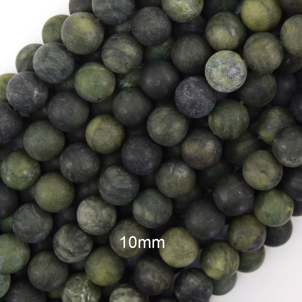 Natural Matte Green Taiwan Jade Round Beads 14.5" Strand 4mm 6mm 8mm 10mm 12mm