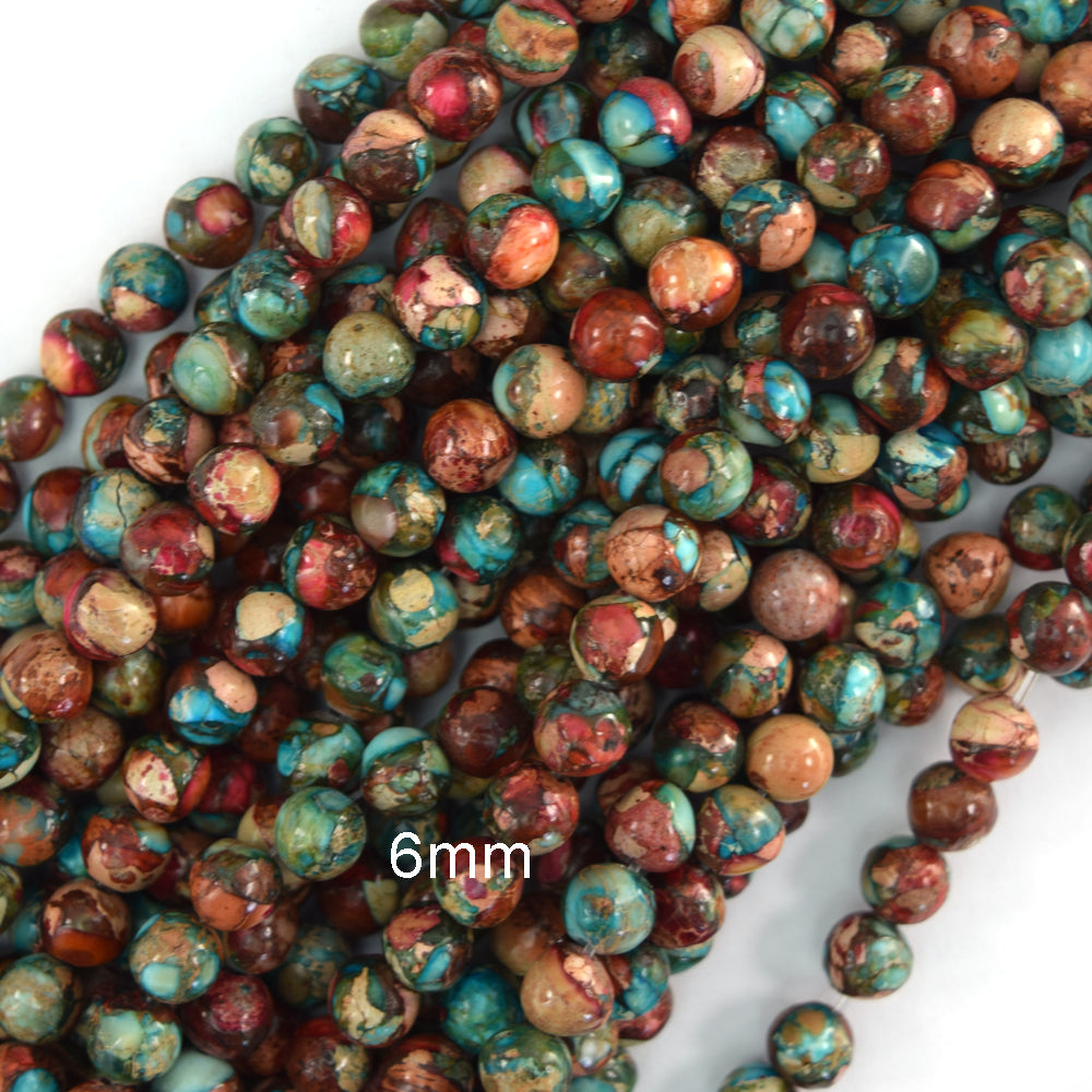 Galaxy Multicolor Sea Sediment Imperial Jasper Round Beads 15