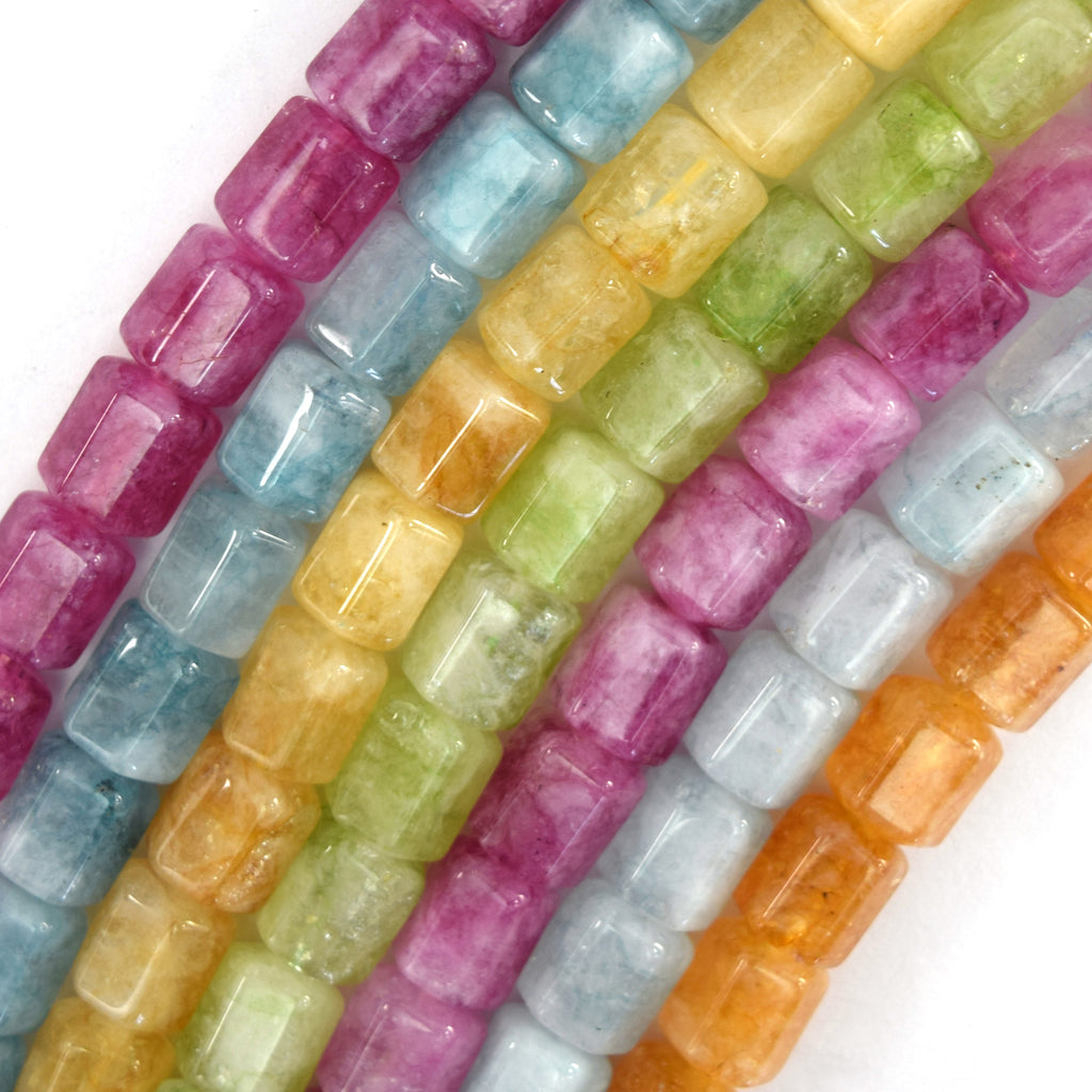 8x10mm Faceted Colored Crystal Quartz Tube Cylinder Beads Gemstone 15" Strand - Eagle Beadz