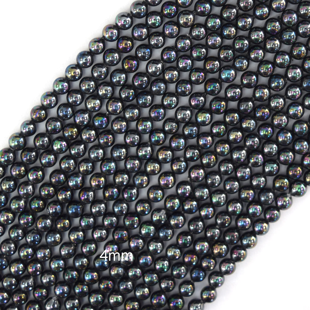 Rainbow Peacock Shell Pearl Round Beads Gemstone 15.5