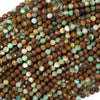 Natural Faceted Australian Brown Green Chrysoprase Round Beads 15.5