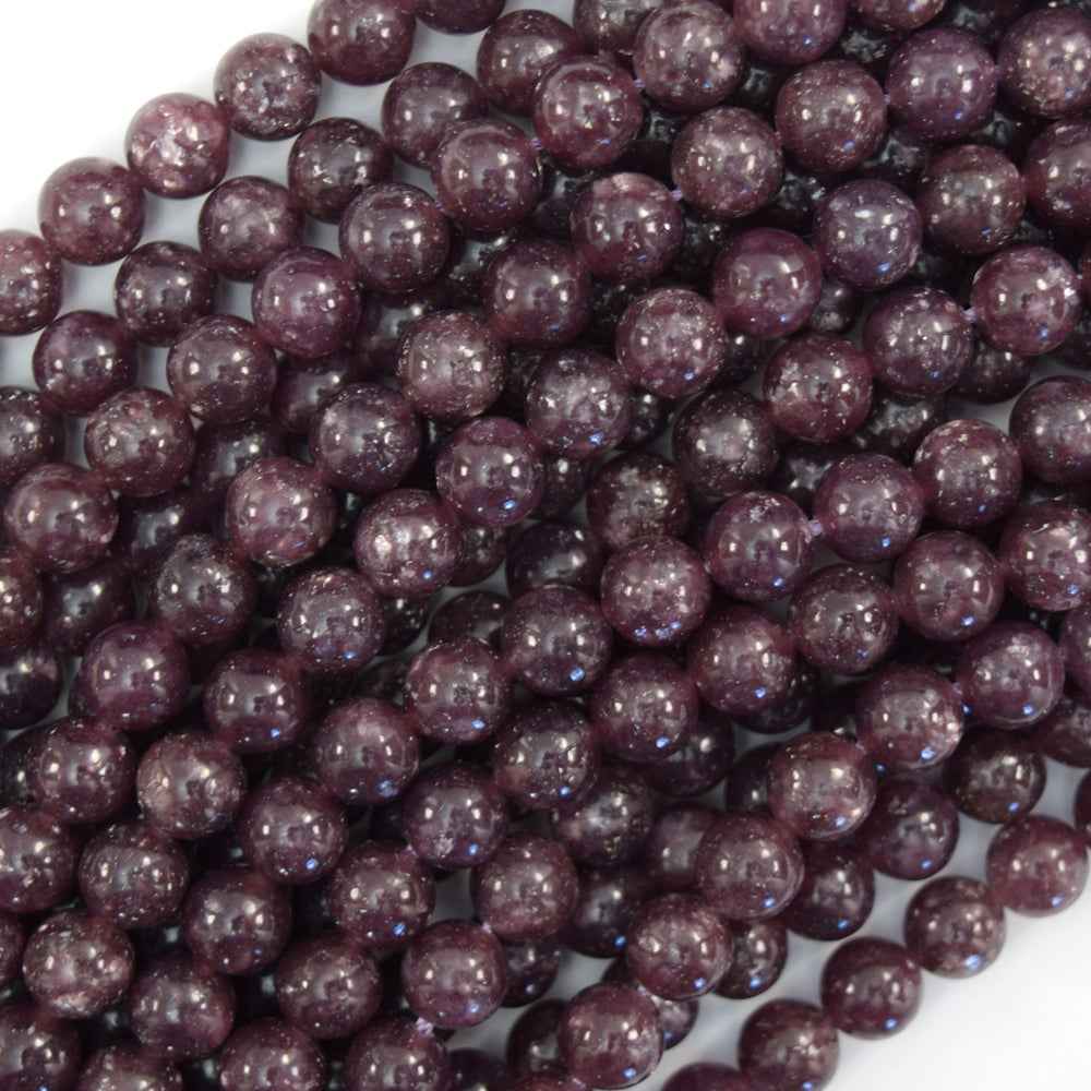 AA Natural Purple Lepidolite Round Beads 15.5" Strand 4mm 6mm 8mm S3