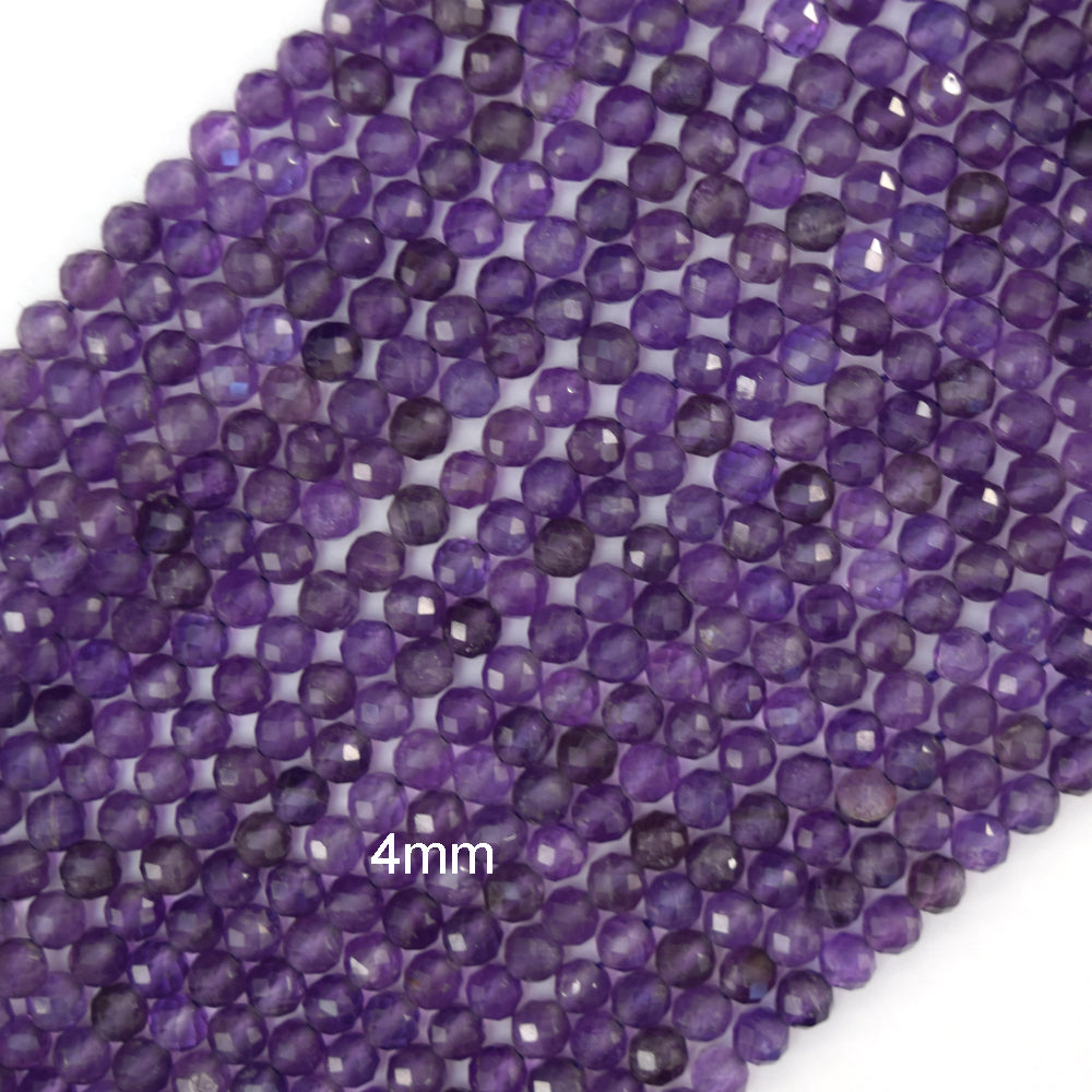 Natural Faceted Purple Amethyst Round Beads 15" Strand 3mm 4mm 6mm 8mm 10mm S1
