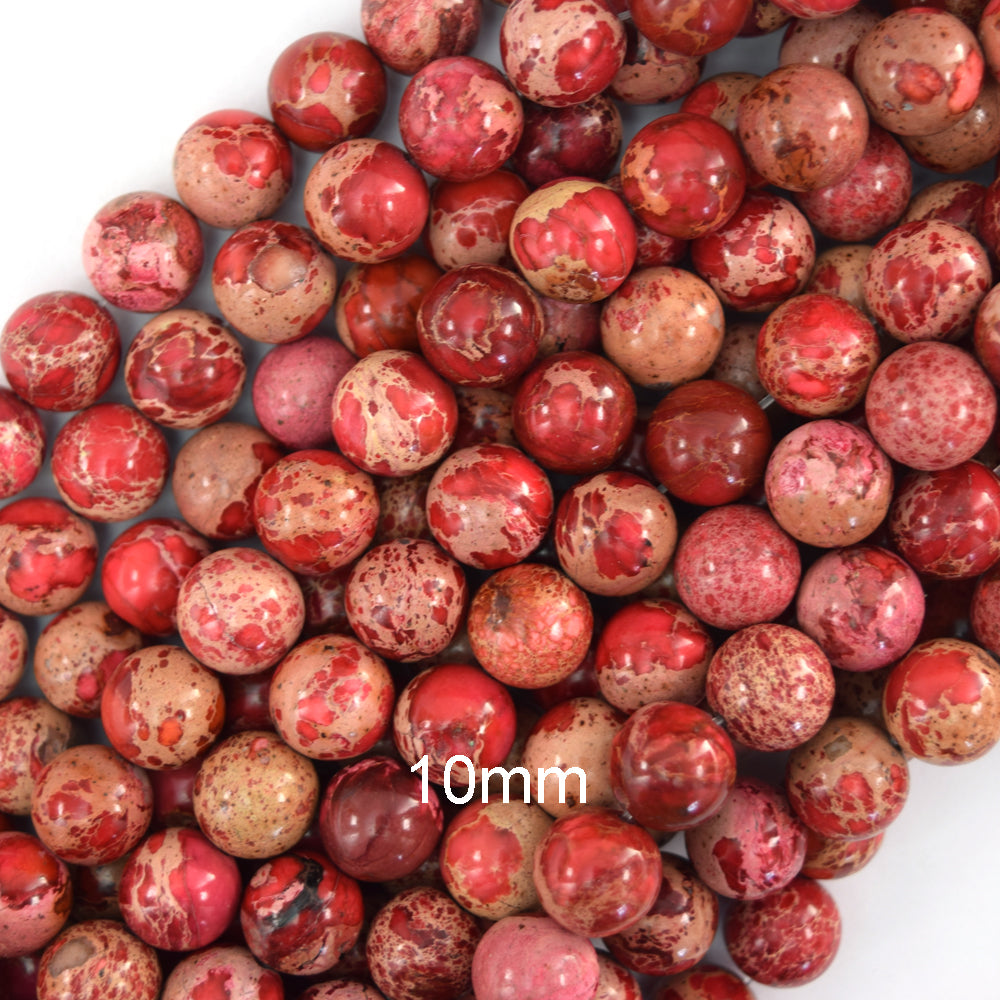 Red Sea Sediment Imperial Jasper Round Beads Gemstone 15" Strand 6mm 8mm 10mm