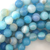 Sky Blue Stripe Agate Round Beads Gemstone 15.5