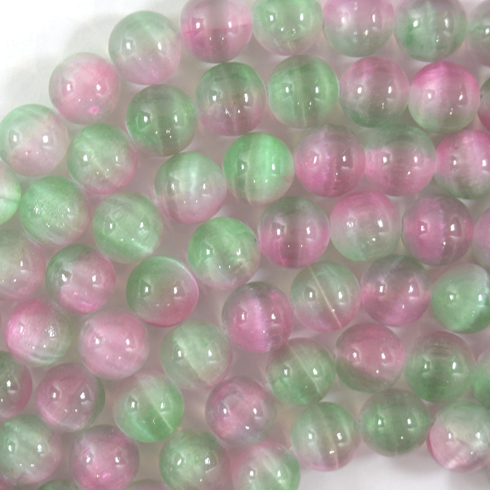 Genuine Pink Green Selenite Round Beads Gemstone 15.5" Strand 6mm 8mm 10mm