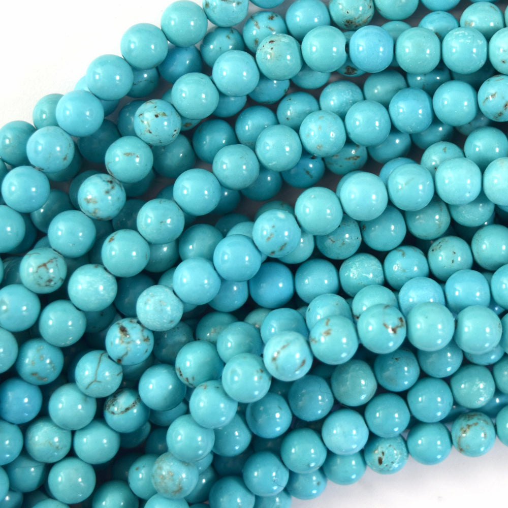 Blue Turquoise Round Beads Gemstone 15" Strand 2mm 4mm 6mm 8mm 10mm 12mm S2