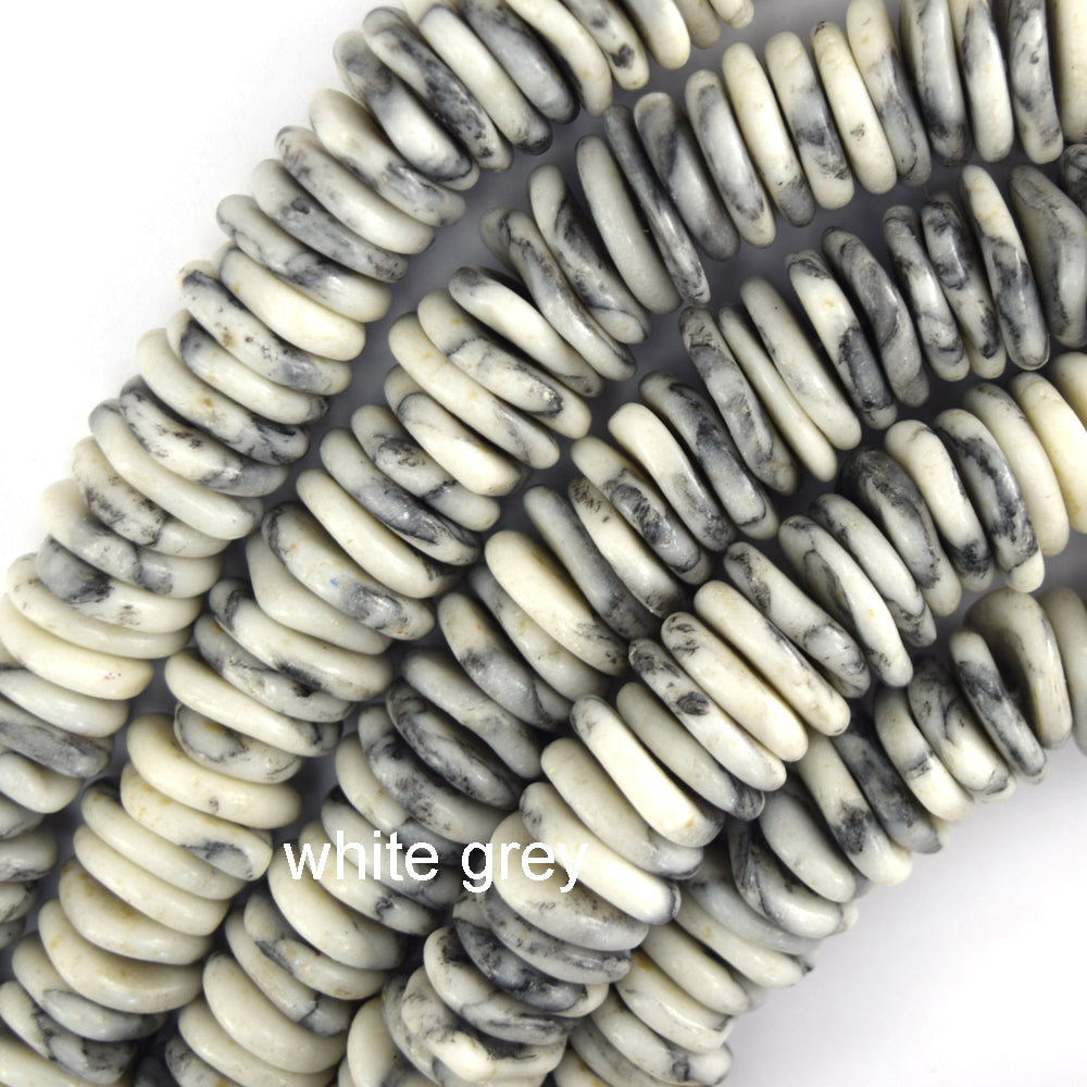 10mm - 18mm Graduated Turquoise Disc Button Beads 16" Blue Brown Green Red