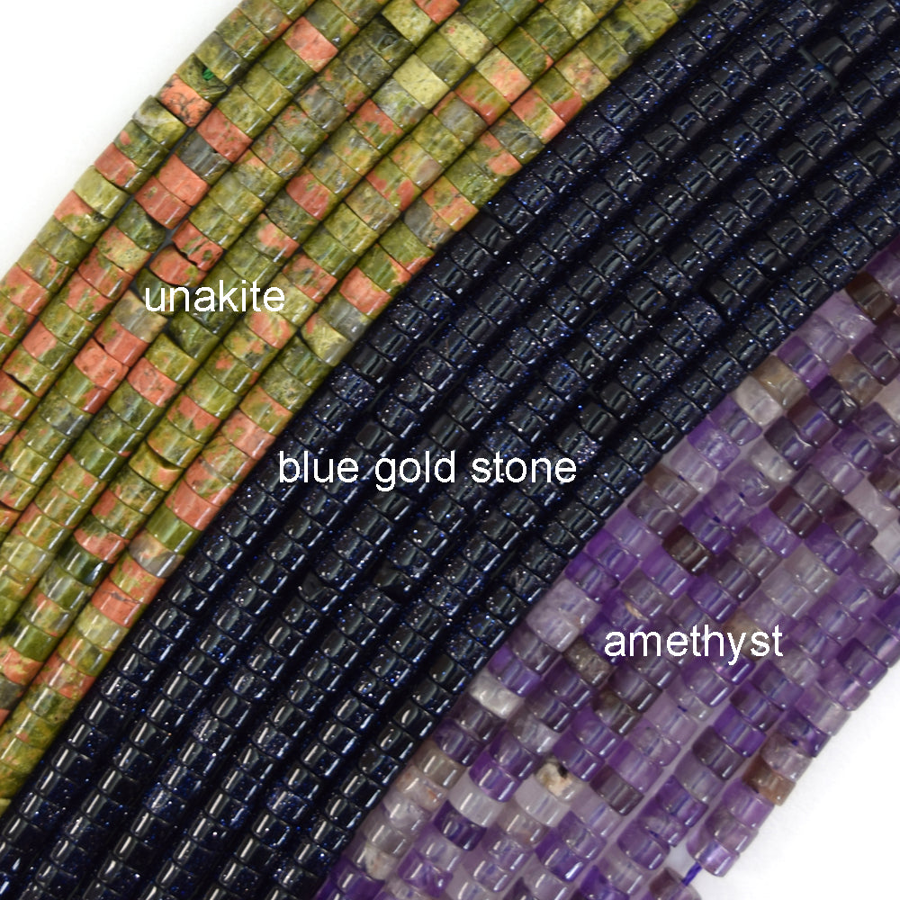 2x4mm Natural Various Gemstones Heishi Disc Beads 15" Strand 4mm
