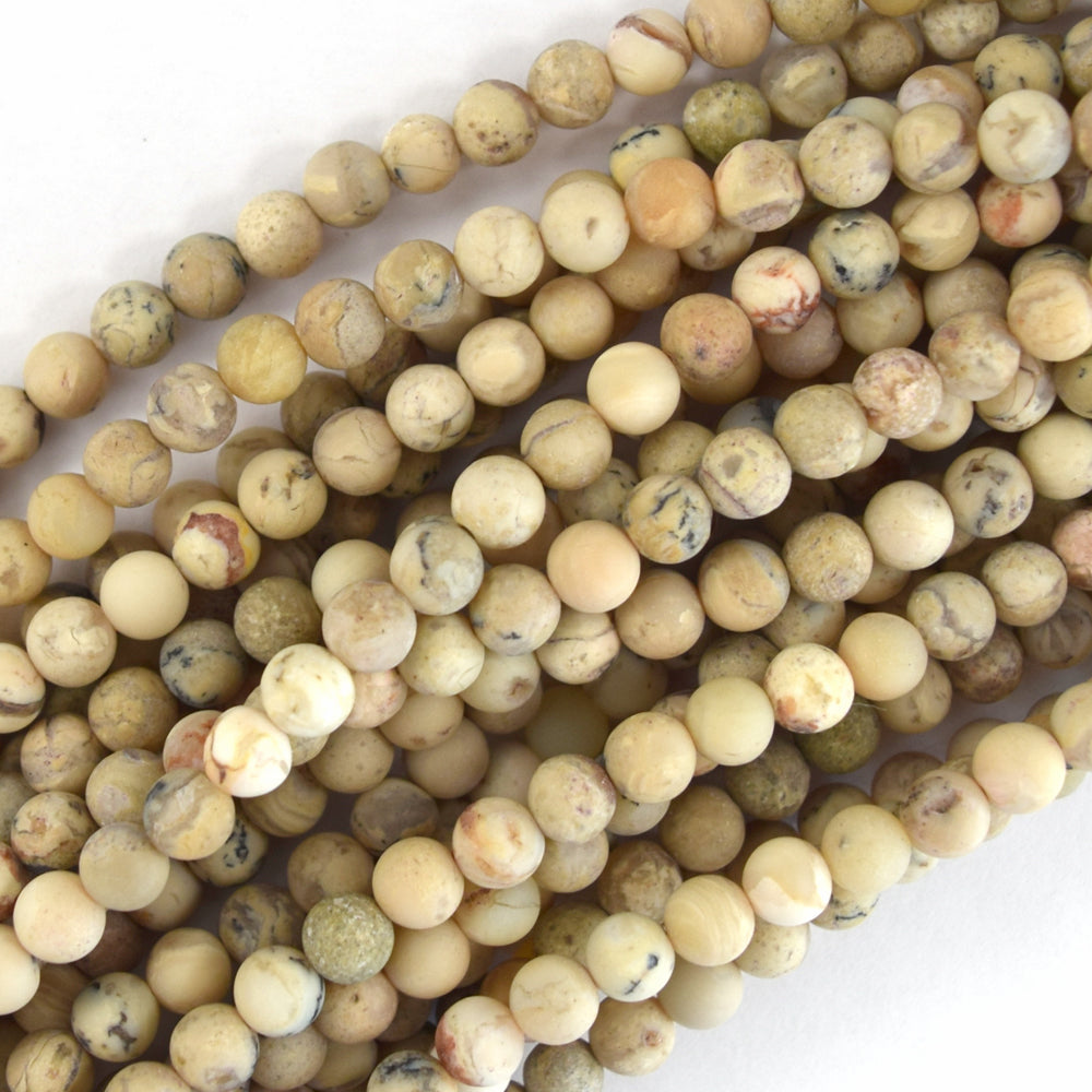 Natural Matte African Opal Round Beads Gemstone 15.5" Strand 4mm 6mm 8mm