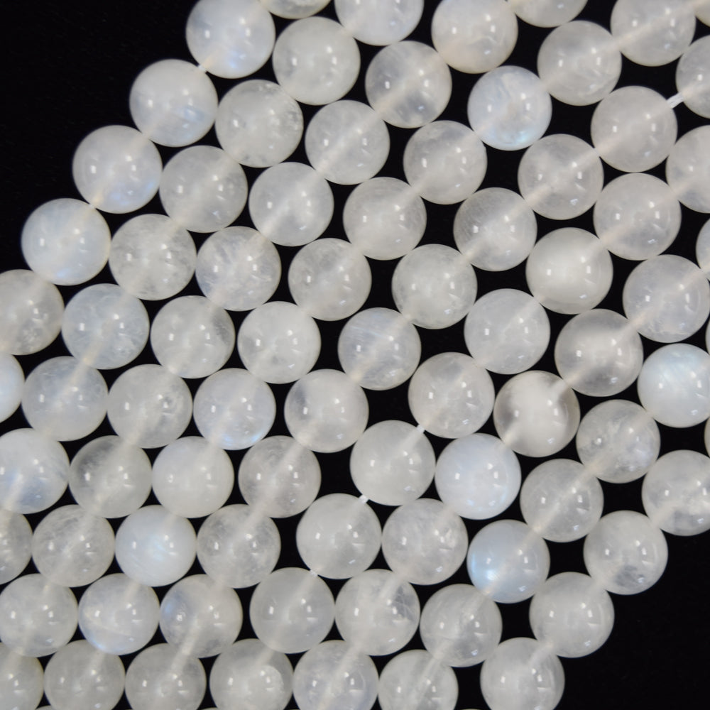 AA Natural Blue Flash White Moonstone Round Beads 15.5" Strand 6mm 8mm 10mm S4