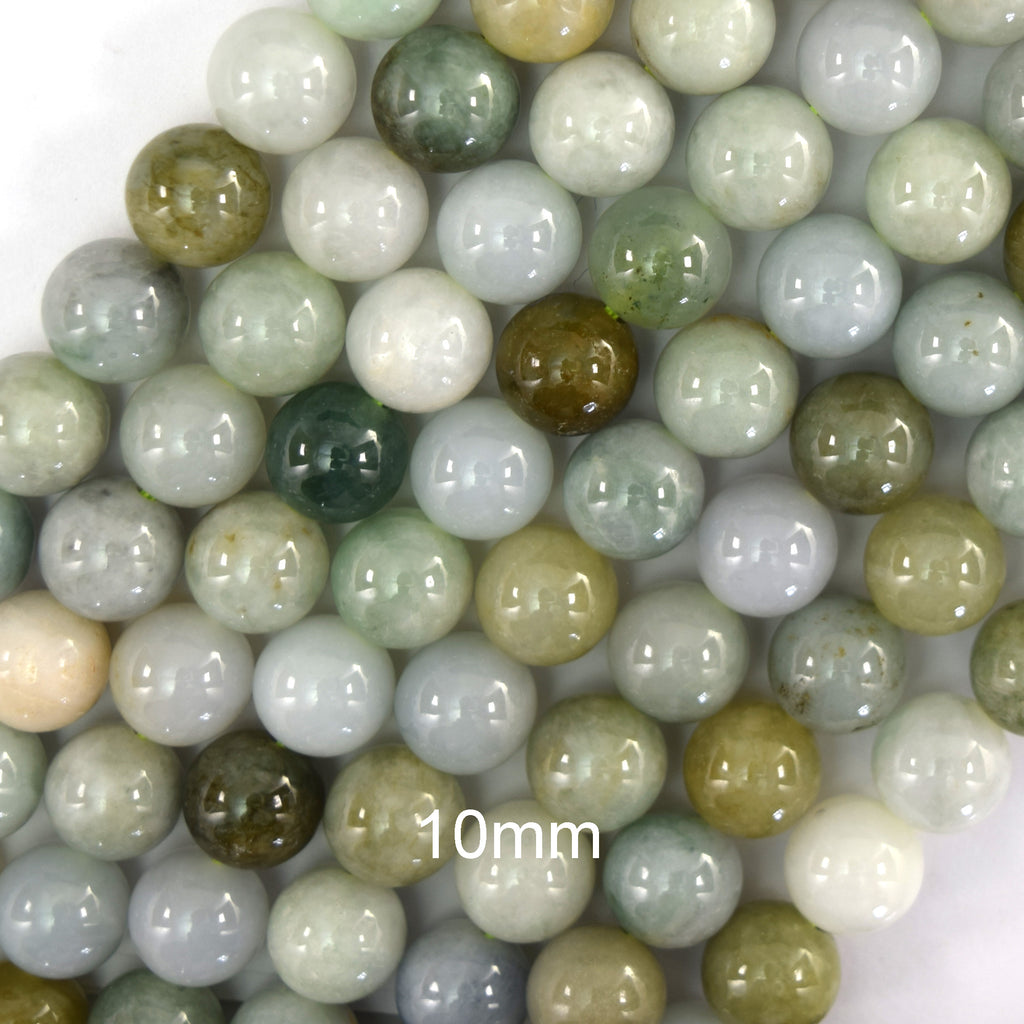 Natural Genuine Burma Jadeite Jade Round Beads 15.5" Strand 6mm 8mm 10mm S4