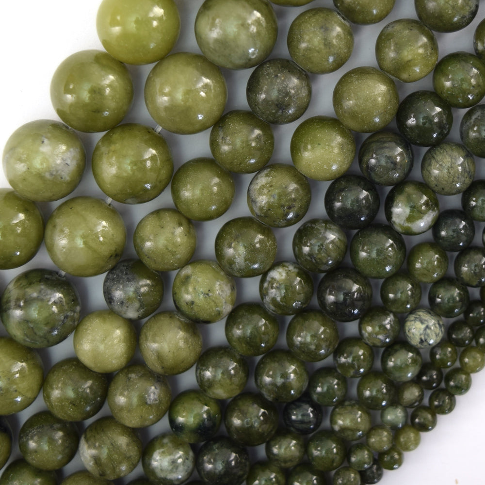 Natural Green Taiwan Jade Round Beads Gemstone 15" Strand 4mm 6mm 8mm 10mm 12mm