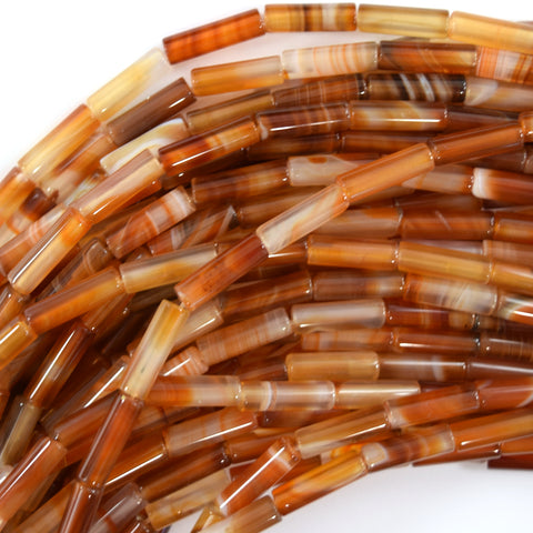 Orange Red Stripe Carnelian Round Beads 15" Strand 6mm 8mm 10mm