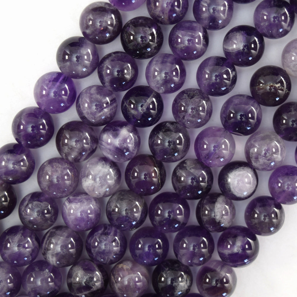 Natural Purple Amethyst Round Beads Gemstone 15" Strand 4mm 6mm 8mm 10mm S2