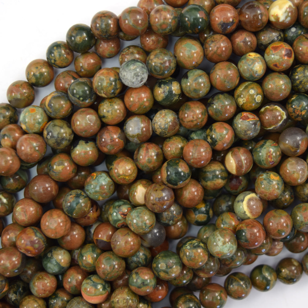 Natural Rainforest Green Rhyolite Jasper Round Beads 15" 6mm 8mm 10mm 12mm