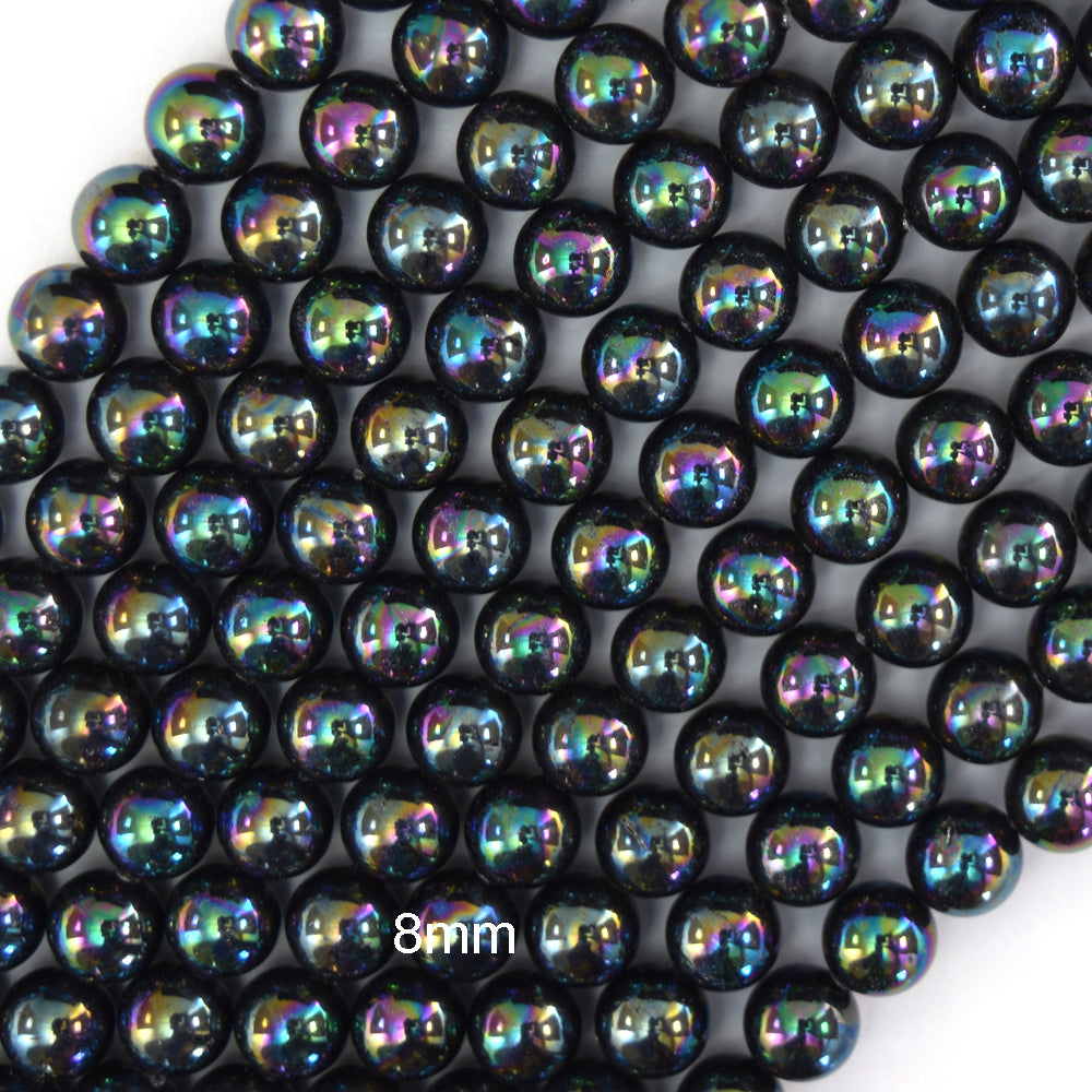 Rainbow Peacock Shell Pearl Round Beads Gemstone 15.5" Strand 4mm 6mm 8mm 10mm