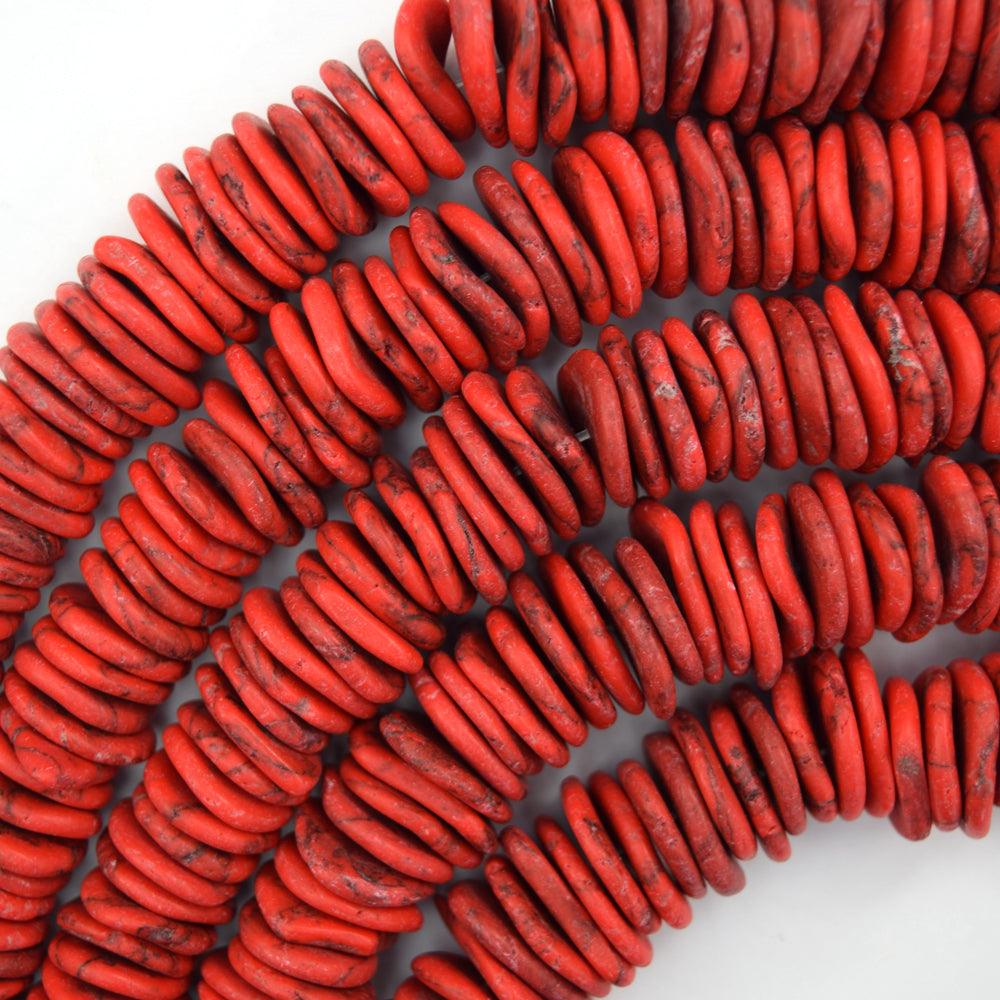 10mm - 18mm Graduated Turquoise Disc Button Beads 16" Blue Brown Green Red