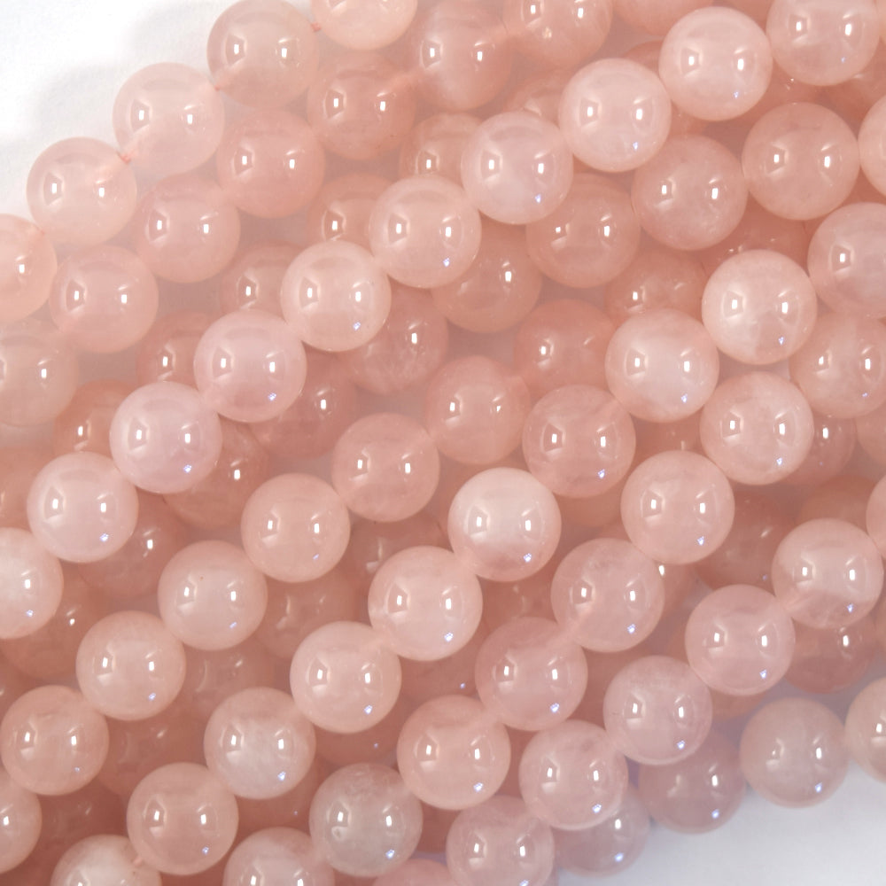 AA Natural Madagascar Pink Rose Quartz Round Beads 15.5" Strand 8mm 10mm S2