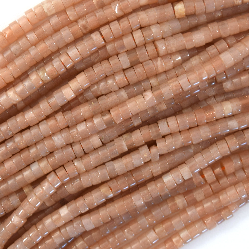 2x4mm natural orange sunstone heishi disc beads 15.5