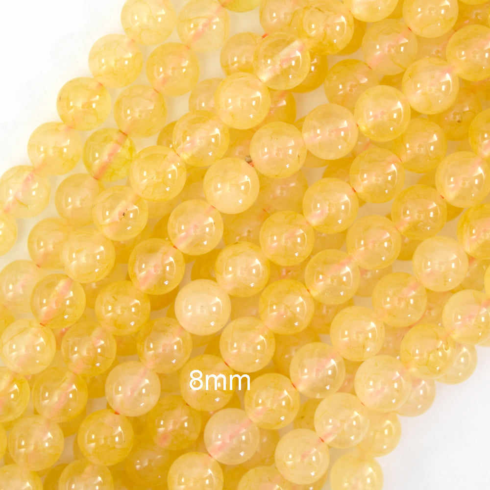 Yellow Citrine Colored Quartz Round Beads Gemstone 15" Strand 6mm 8mm 10mm