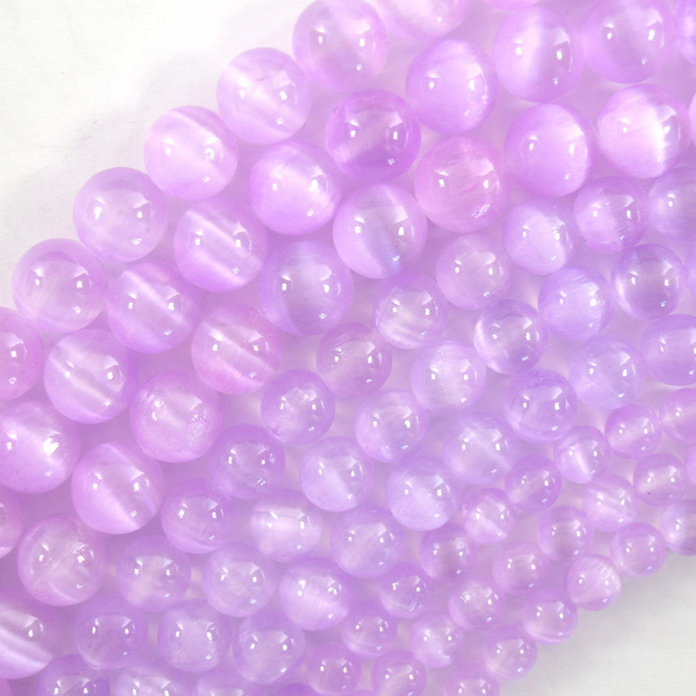 Genuine Purple Selenite Round Beads Gemstone 15.5" Strand 6mm 8mm 10mm