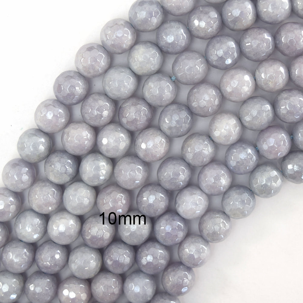 Mystic Titanium Faceted Blue Aquamarine Quartz Round Beads15" 6mm 8mm 10mm 12mm