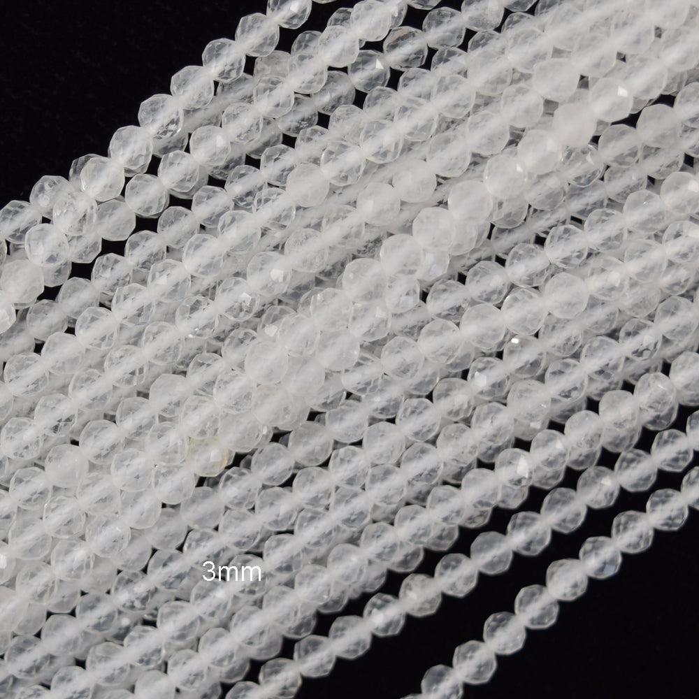 Natural Faceted Clear Crystal Quartz Round Beads 15