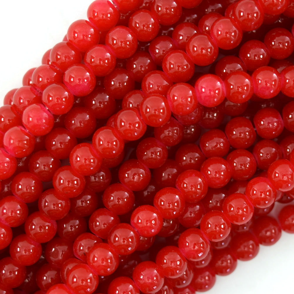 6mm Black Blue Brown Pink Red Yellow Magenta Glass Round Beads 14" Strand