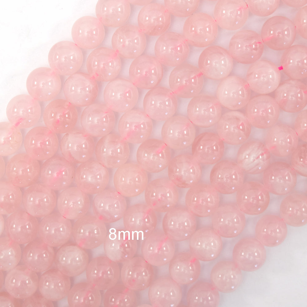 Natural Madagascar Pink Rose Quartz Round Beads 15.5" 6mm 8mm 10mm 12mm S1