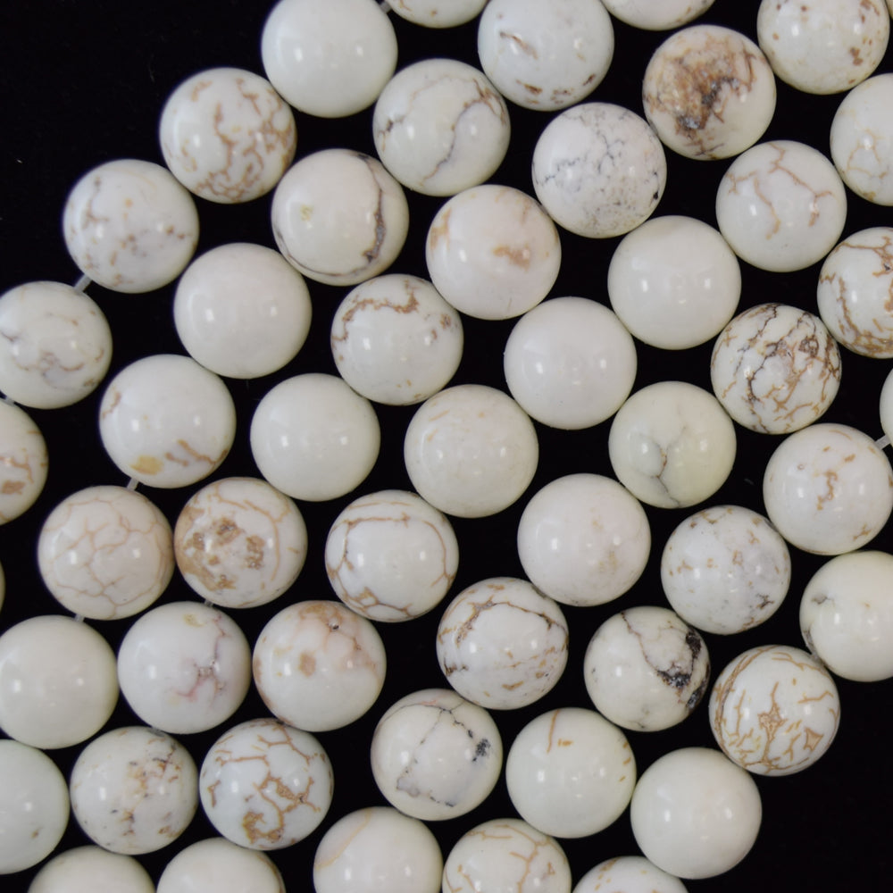 White Turquoise Round Beads Gemstone 15" Strand 4mm 6mm 8mm 10mm
