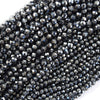 Faceted Black CZ Cubic Zirconia Round Beads Gemstone 14.5