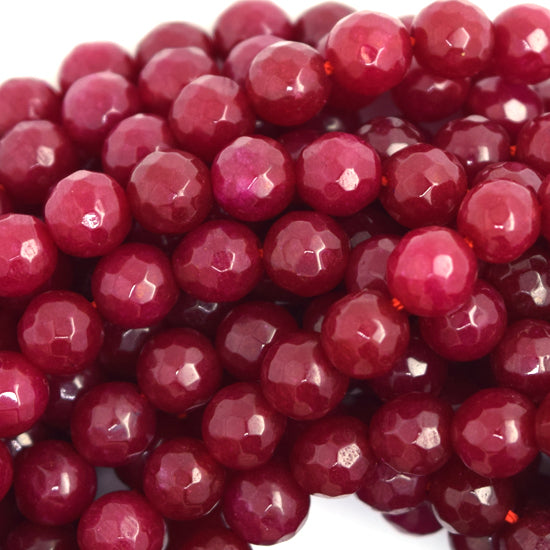Faceted Ruby Red Jade Round Beads Gemstone 15" Strand 3mm 4mm 6mm 8mm 10mm