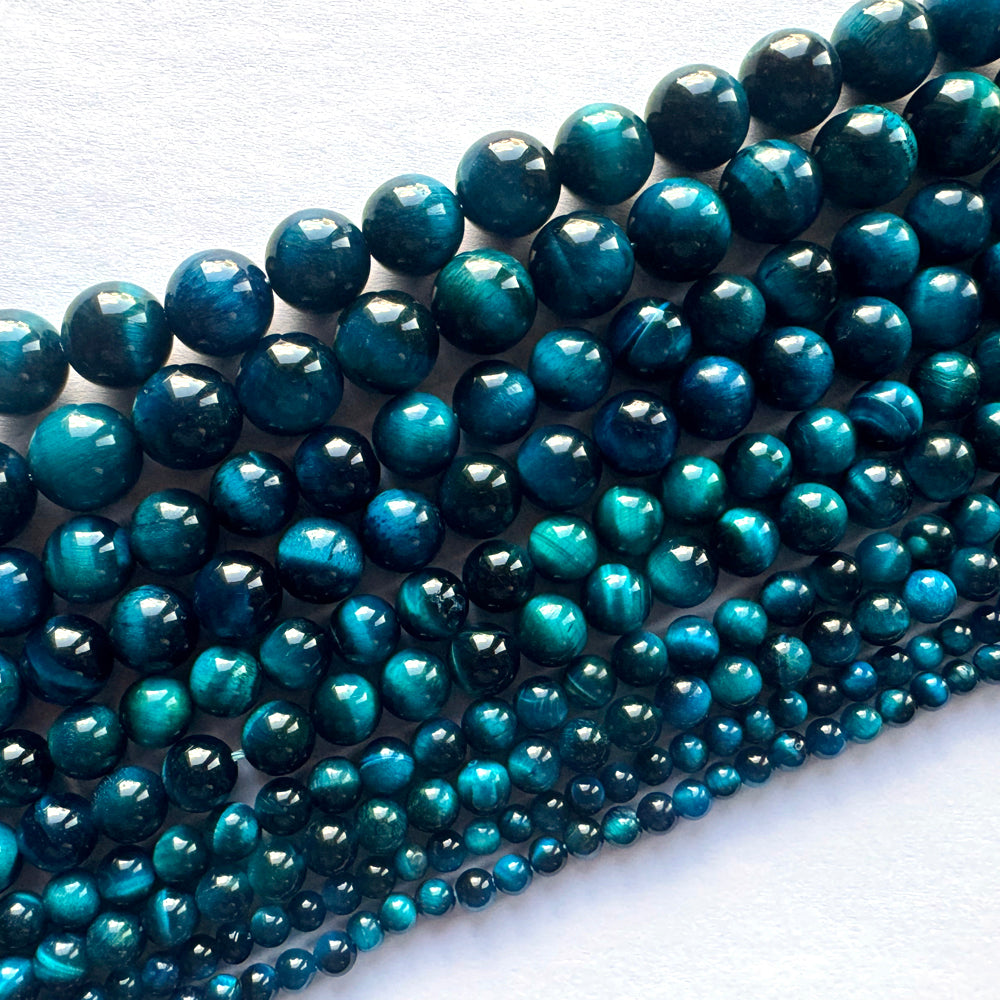 AA Lake Blue Tiger Eye Round Beads 15.5" Strand 4mm 6mm 8mm 10mm 12mm