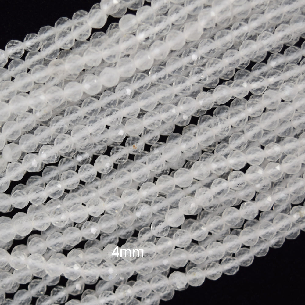 Natural Faceted Clear Crystal Quartz Round Beads 15" Strand 3mm 4mm 6mm 8mm 10mm