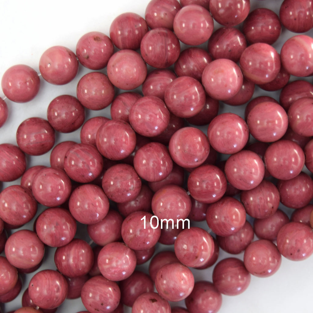 AA Natural Pink Rhodonite Round Beads Gemstone 15" Strand 6mm 8mm 10mm