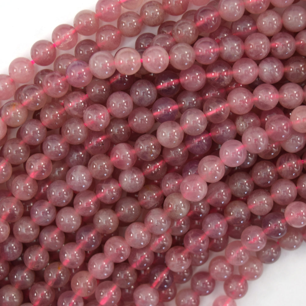 AA Natural Madagascar Mauve Lavender Rose Quartz Round Beads 15.5