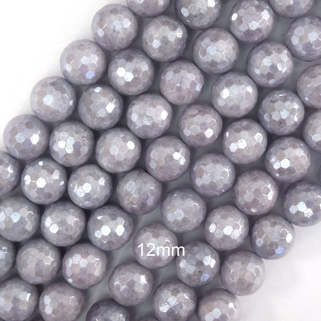 Mystic Titanium Faceted Blue Aquamarine Quartz Round Beads15" 6mm 8mm 10mm 12mm