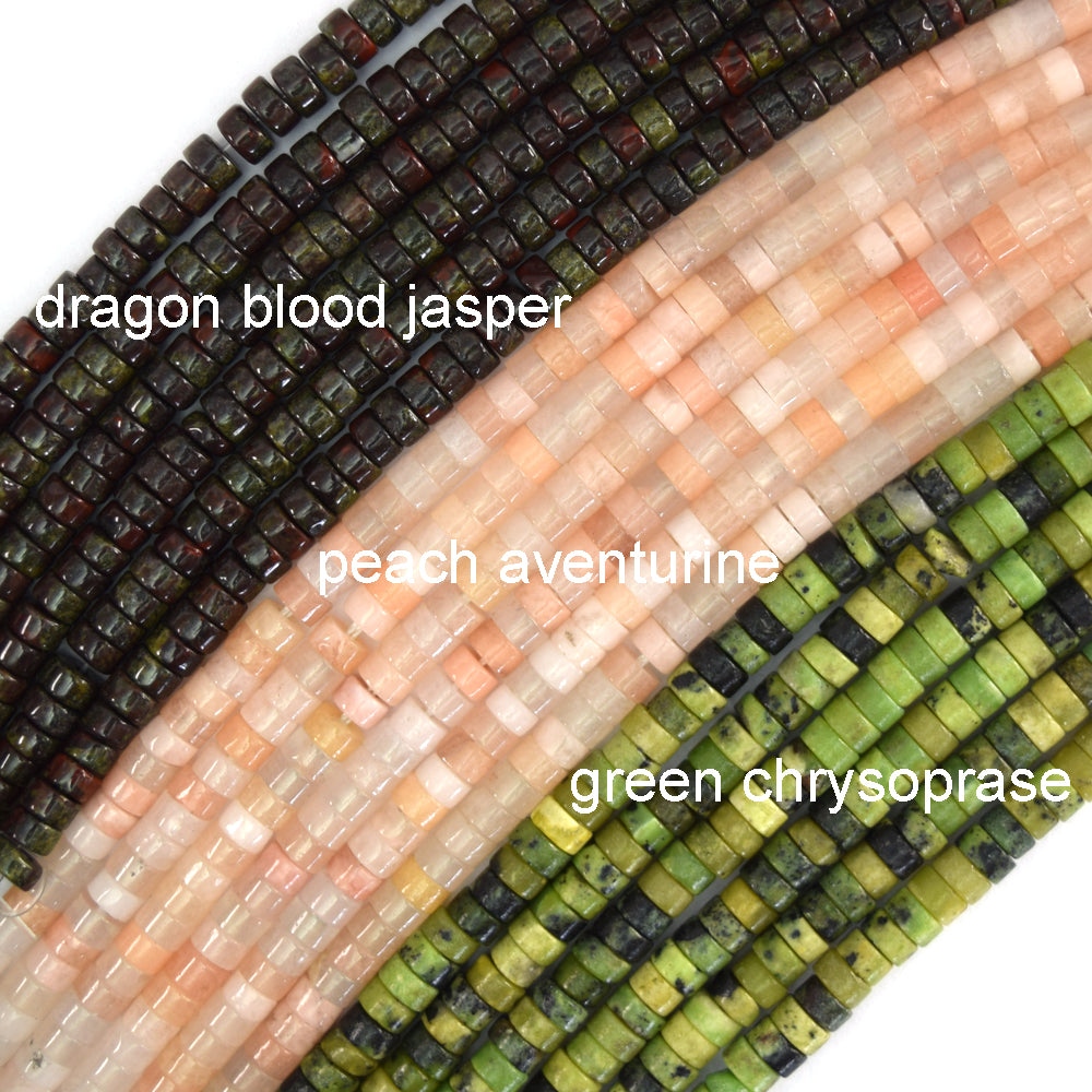 2x4mm Natural Various Gemstones Heishi Disc Beads 15" Strand 4mm