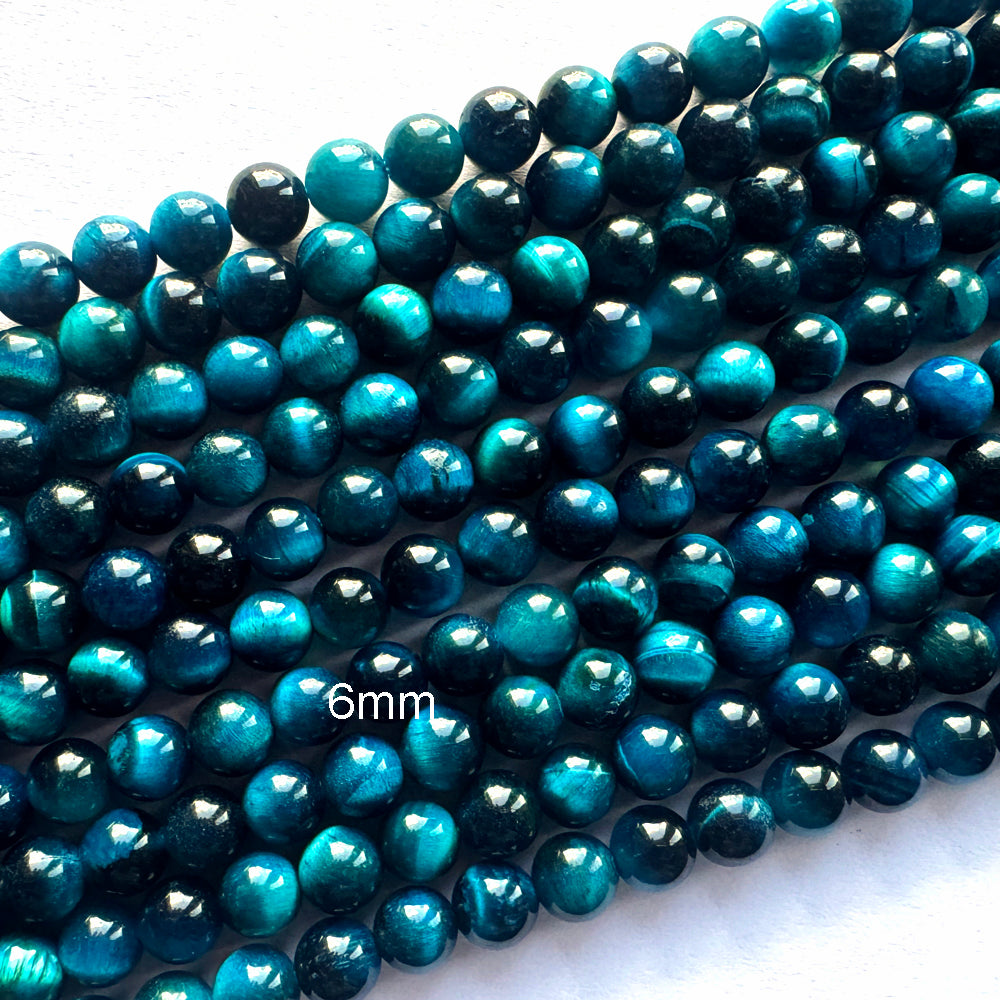 AA Lake Blue Tiger Eye Round Beads 15.5" Strand 4mm 6mm 8mm 10mm 12mm