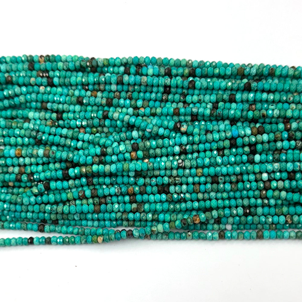 2x3mm faceted green turquoise rondelle button beads 15
