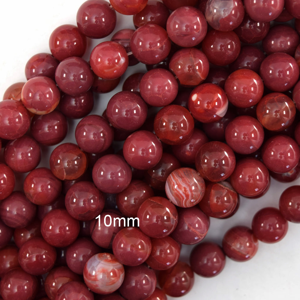 Red Fire Agate Round Beads Gemstone 15
