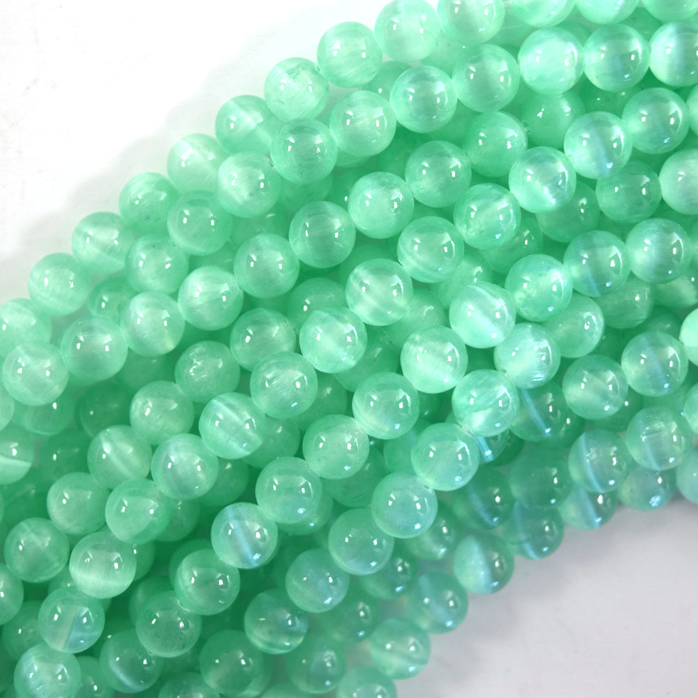 Genuine Green Selenite Round Beads Gemstone 15.5" Strand 6mm 8mm 10mm