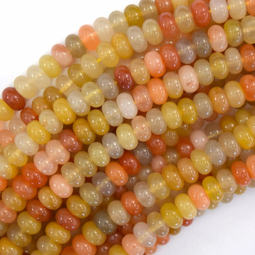 5x8mm natural golden flower jade rondelle button beads 15