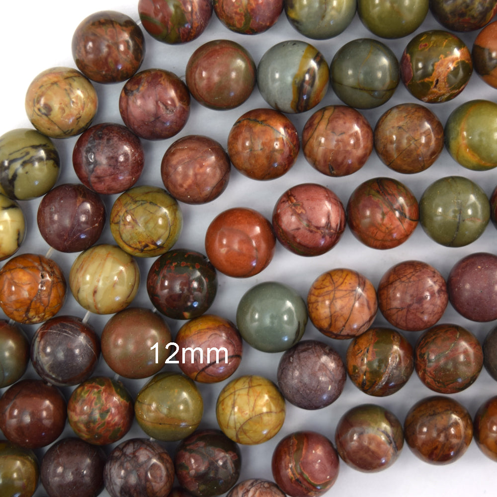 Natural Multicolor Picasso Jasper Round Beads 15" Strand 4mm 6mm 8mm 10mm 12mm