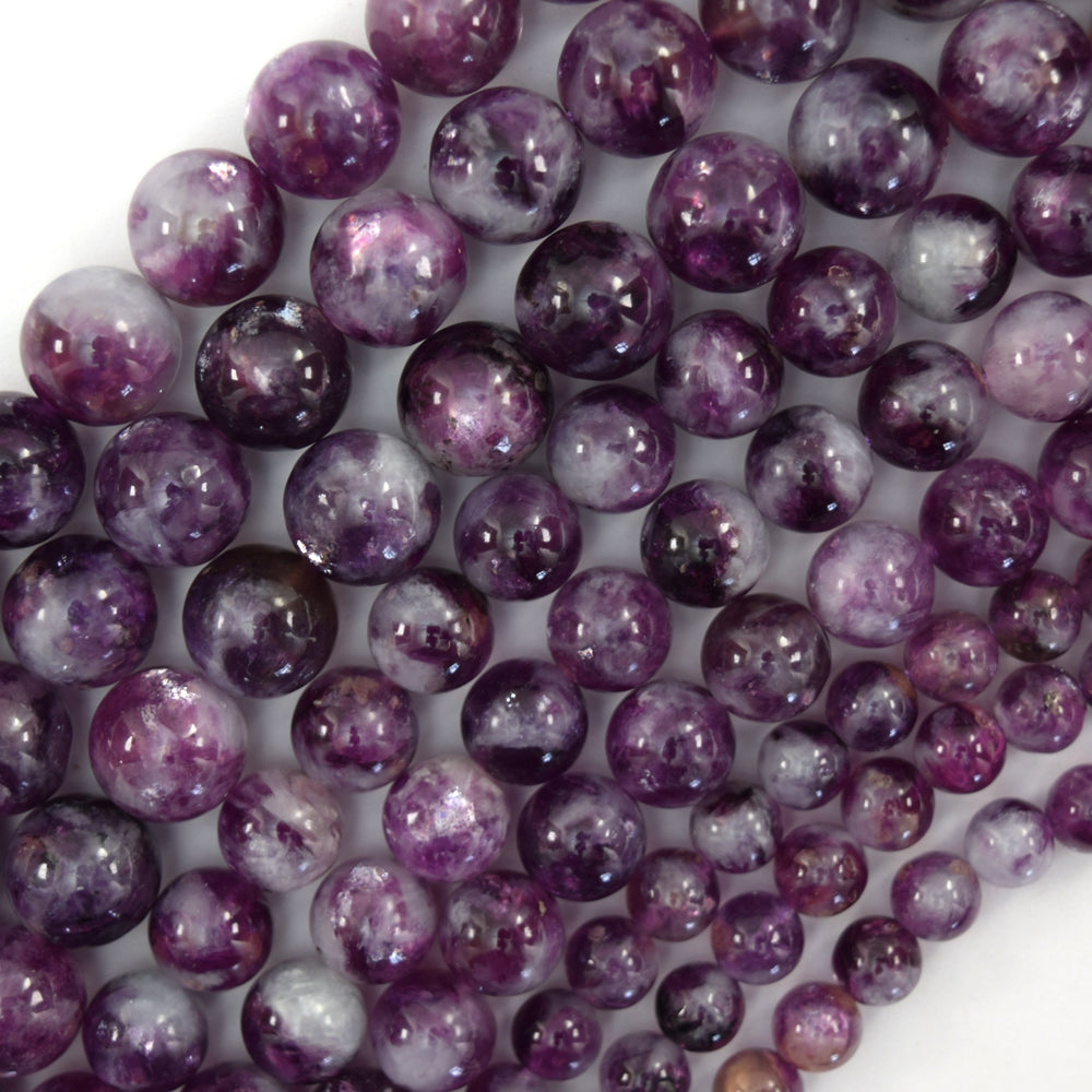 Natural Purple Mica Round Beads Gemstone 15.5" Strand 6mm 8mm 10mm